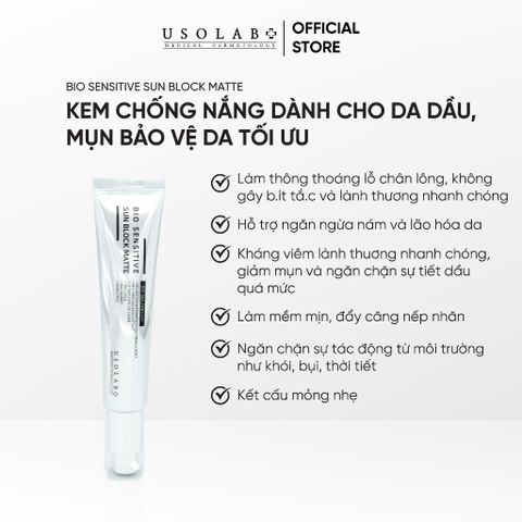Kem Chống Nắng USOLAB Sun Block Matte 50ml Giúp kiềm dầu, nâng tone sáng da bảo vệ da với SPF 50+