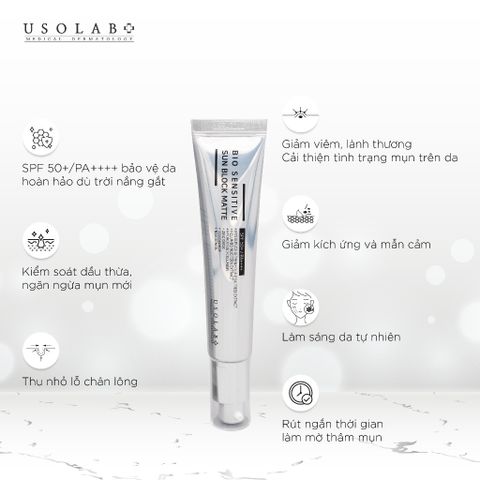 Kem Chống Nắng USOLAB Sun Block Matte 50ml Giúp kiềm dầu, nâng tone sáng da bảo vệ da với SPF 50+