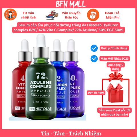 Serum cấp ẩm phục hồi dưỡng trắng da Histolab Hyaluron complex 62%/ 47% Vita C Complex/ 72% Azulene/ 50% EGF 50ml