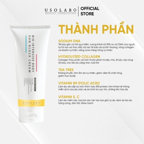 Kem chống nắng body USOLAB - Giúp nâng tone, dưỡng ẩm trắng mịn toàn thân BODY SUN BLOCK CREAM SPF50+ PA++++ 120ml