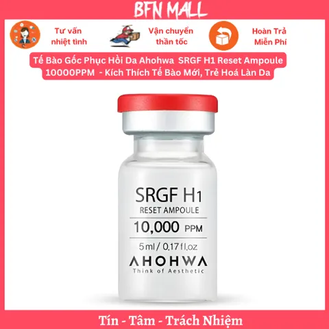 Tế Bào Gốc Phục Hồi Da Ahohwa  SRGF H1 Reset Ampoule 10000PPM  - Kích Thích Tế Bào Mới, Trẻ Hoá Làn Da