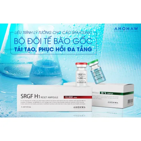 Tế Bào Gốc Phục Hồi Da Ahohwa  SRGF H1 Reset Ampoule 10000PPM  - Kích Thích Tế Bào Mới, Trẻ Hoá Làn Da