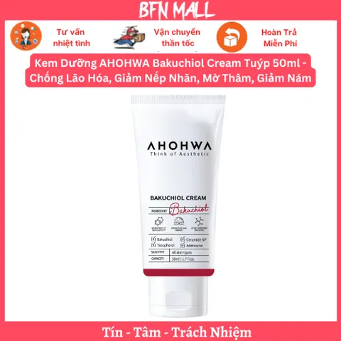 Kem Dưỡng AHOHWA Bakuchiol Cream Tuýp 50ml - Chống Lão Hóa, Giảm Nếp Nhăn, Mờ Thâm, Giảm Nám