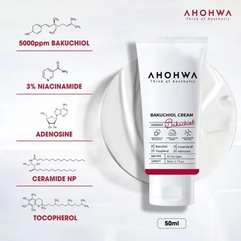 Kem Dưỡng AHOHWA Bakuchiol Cream Tuýp 50ml - Chống Lão Hóa, Giảm Nếp Nhăn, Mờ Thâm, Giảm Nám