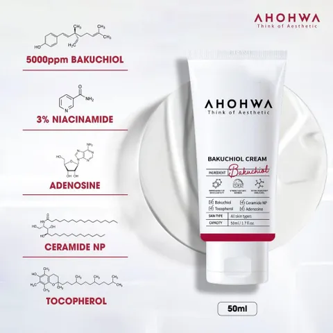 Kem Dưỡng AHOHWA Bakuchiol Cream Tuýp 50ml - Chống Lão Hóa, Giảm Nếp Nhăn, Mờ Thâm, Giảm Nám