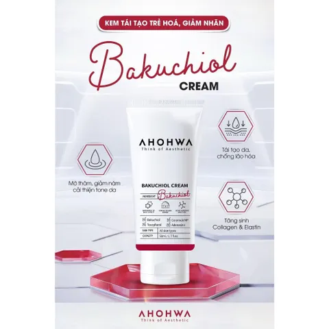 Kem Dưỡng AHOHWA Bakuchiol Cream Tuýp 50ml - Chống Lão Hóa, Giảm Nếp Nhăn, Mờ Thâm, Giảm Nám