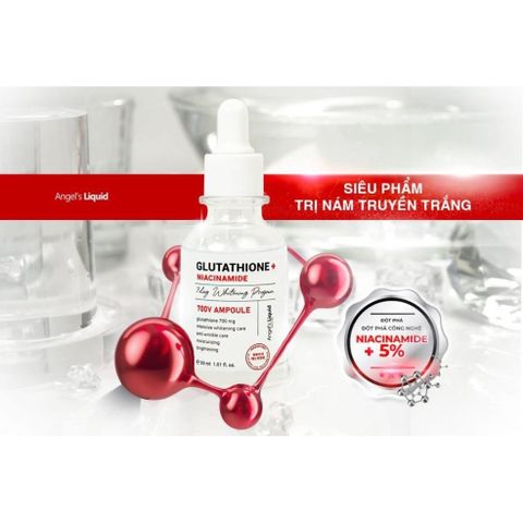 Huyết thanh truyền trắng xoá mờ thâm nám Angel Liquid Glutathione Plus Niacinamide 700 V-ampoule 30ml [ Hàng Nhập Khẩu ]