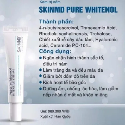 Kem Mờ Nám SkinMD Pure Whitenol Intensive Cream 15g [ Hàng Công Ty ]