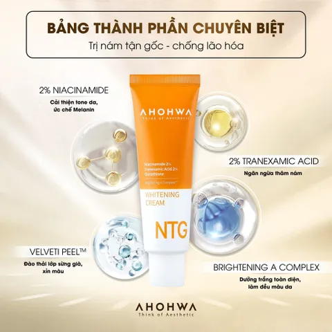 Kem NTG Dưỡng Trắng Da , Giảm Sạm, Tàn Nhang, Xóa Nhăn Ahohwa Whitening Cream 50g