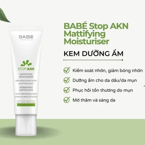 Kem dưỡng BABÉ Stop AKN Mattifying Moisturiser 50ml cho da dầu mụn