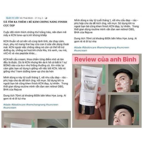 Kem Chống Nắng Dermashare 70g Nâng Tone Trắng Hồng