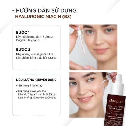 Serum Ekseption Hyaluronic Niacin HA + 5% B3 sáng da, mờ thâm mụn