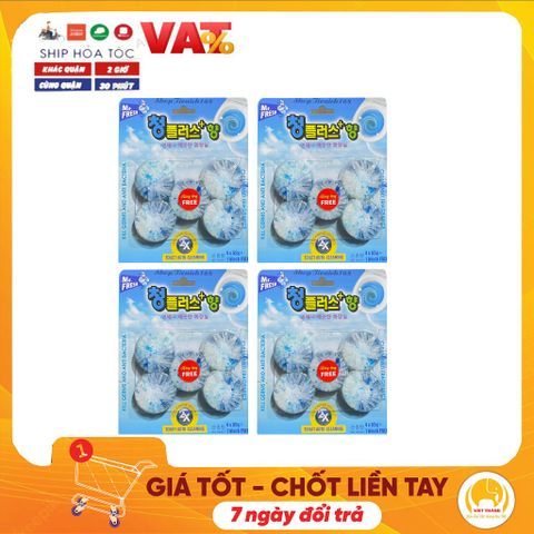 Viên Tẩy Bồn Cầu X2 Mr. Fresh - Bộ 4 Vỉ 16+4 Viên Siêu Sạch, Tiêu Diệt Vi Khuẩn, An Toàn cho Trẻ Em