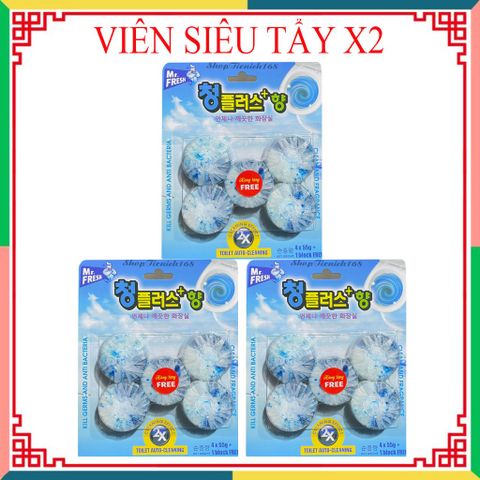 Viên Tẩy Bồn Cầu X2 Mr. Fresh - Bộ 4 Vỉ 16+4 Viên Siêu Sạch, Tiêu Diệt Vi Khuẩn, An Toàn cho Trẻ Em