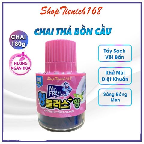 Chai thả bồn cầu Mr.Fresh 180g - Khử mùi, diệt khuẩn, hương táo quế, giúp bồn cầu luôn sạch sẽ, thơm mát và tiết kiệm thời gian vệ sinh.