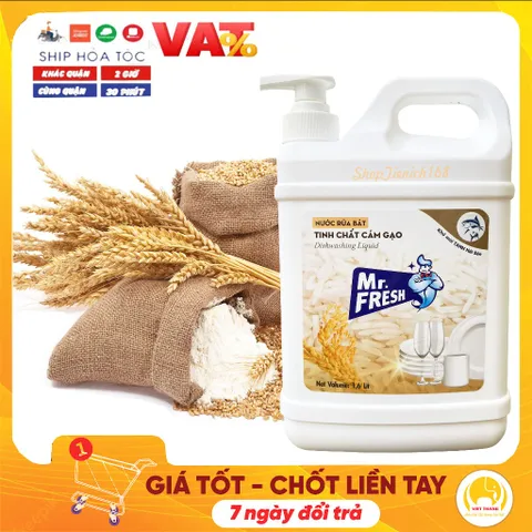 Nước Rửa Chén Mr.Fresh 1.6L Tinh Chất Cám Gạo - Làm Sạch Dầu Mỡ, Dịu Nhẹ Với Da Tay, An Toàn Cho Gia Đình