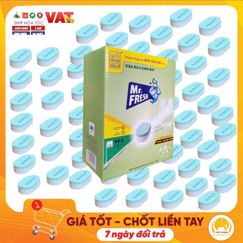Viên Rửa Chén Bát Mr.Fresh 82 Viên 10G - Công Nghệ PureClean, Làm Sạch và Làm Bóng Nhanh Chóng Cho Máy Rửa Chén Bát