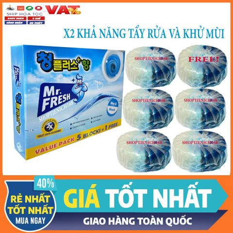 Viên Siêu Tẩy Bồn Cầu X2 MR.FRESH Hộp 5+1 Free - Diệt Khuẩn Hiệu Quả, Vệ Sinh An Toàn Cho Gia Đình