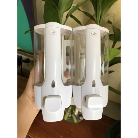 Hộp xà bông nhấn 2 bình gắn tường cao cấp - Thiết kế hiện đại cho phòng tắm, tiện lợi và sang trọng, phù hợp cho gia đình và nơi làm việc