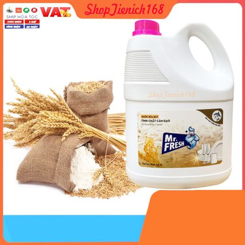 Nước Rửa Chén Mr.Fresh Tinh Chất Cám Gạo 3.8L - Diệt Khuẩn, Làm Sạch Dầu Mỡ, Dịu Nhẹ Cho Da Tay, An Toàn Với Tinh Dầu Thiên Nhiên