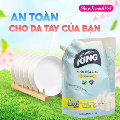 Nước Rửa Chén Bát Khử Mùi Hải Sản Golden King Túi 2.2L Can 4L 358839