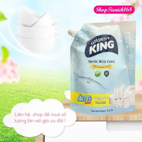 Nước Rửa Chén Bát Khử Mùi Hải Sản Golden King Túi 2.2L Can 4L 358839