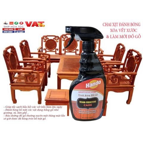 Xịt Đánh Bóng Đồ Gỗ HANDO 600ml - Tẩy Sạch Vết Xước, Bảo Dưỡng & Làm Mới Bề Mặt Gỗ Đơn Giản, Hiệu Quả