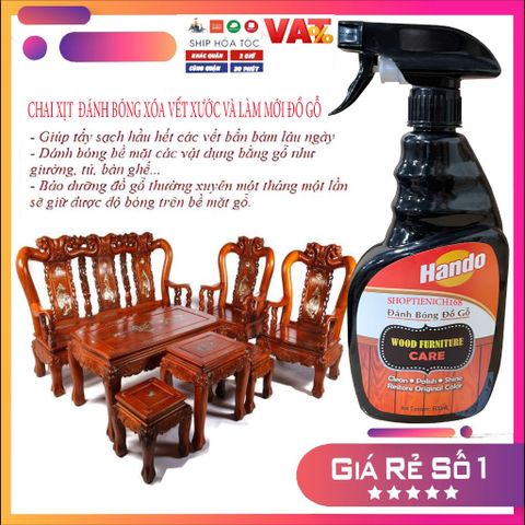 Xịt Đánh Bóng Đồ Gỗ HANDO 600ml - Tẩy Sạch Vết Xước, Bảo Dưỡng & Làm Mới Bề Mặt Gỗ Đơn Giản, Hiệu Quả