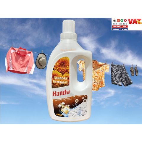 Nước Giặt Bảo Vệ Sợi Vải Hando 4L - Hương Harmony Thơm Mát, An Toàn Cho Da Nhạy Cảm, Dành Cho Vải Lụa và Đồ Lót
