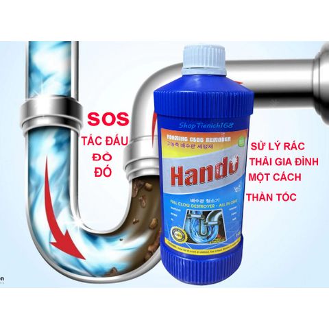 Nước Thông Tắc Đường Ống Hando 1000ml - Giải Quyết Tắc Nghẽn Nhanh Chóng, An Toàn Cho Hệ Thống Cống Rãnh