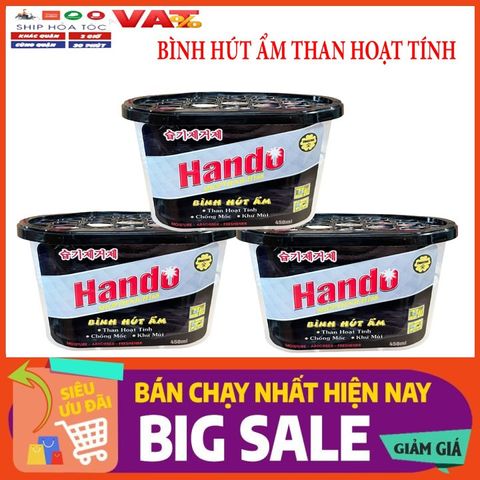 Combo 5 Bình Hút Ẩm Khử Mùi Hando 450ml - Giữ Đồ Đạc Khô Ráo, Chống Mốc Hiệu Quả Cho Tủ Quần Áo, Tủ Giày, Tủ Bếp