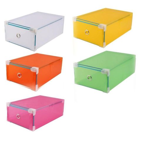 Bộ 6 Hộp Đựng Giày Trong Suốt Viền Kim Loại - Bảo Quản Giày Sạch Sẽ, Tiện Lợi, Mầu Ngẫu Nhiên