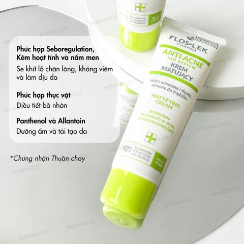 Kem Dưỡng Floslek Pharma Chống Mụn Kiểm Soát Nhờn 50ml - Sản Phẩm Chăm Sóc Da Dành Cho Da Nhờn Mụn, Cân Bằng Dầu, Sạch Mụn