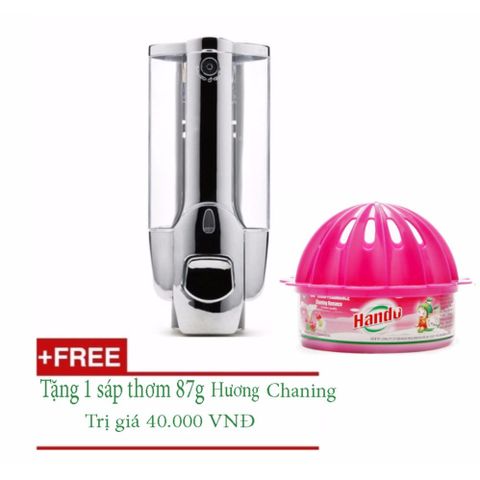 Hộp đựng nước rửa tay và dầu gội treo tường nhấn 1 bình + Tặng kèm sáp thơm cao cấp 87g Hương Chaming - Tiện ích cho phòng tắm hiện đại