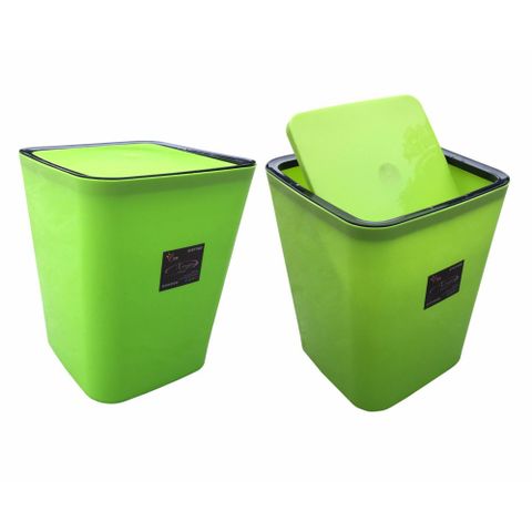 Bộ 2 Thùng Rác Gia Đình Nhựa Cao Cấp Nắp Bập Bênh Xanh Lá Xanh Dương - Giải Pháp Giữ Nhà Gọn Gàng Ngăn Nắp