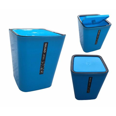 Bộ 2 Thùng Rác Gia Đình Nhựa Cao Cấp Nắp Bập Bênh Xanh Lá Xanh Dương - Giải Pháp Giữ Nhà Gọn Gàng Ngăn Nắp