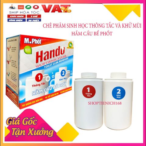 Bộ 2 Bột Thông Tắc Hầm Cầu M. Phốt Hando 250g - Khử Hôi và Làm Sạch Bệ Xí Xuất Khẩu Việt Nam