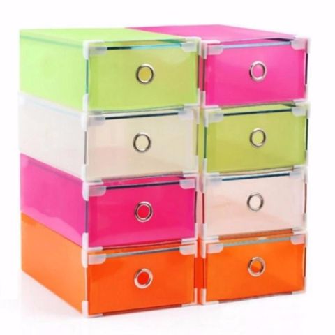 Bộ 8 Hộp Đựng Giày Trong Suốt Viền Kim Loại Tiện Ích - Giải Pháp Bảo Quản Giày Sạch Sẽ, Ngăn Nắp và Gọn Gàng