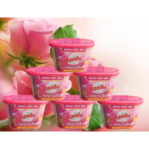 Bộ 6 bình hút ẩm Hando 450ml - Giảm ẩm, khử mùi hiệu quả với hương hoa hồng cho không gian sống thoáng đãng