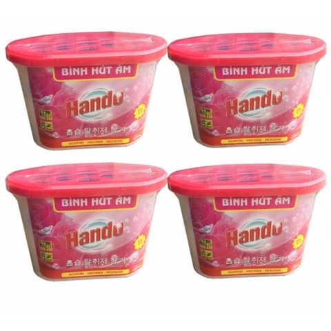Bộ 4 Bình Hút Ẩm Hando 450ml - Chống Nấm Mốc, Khử Mùi Hiệu Quả Với Hương Hoa Hồng Dịu Nhẹ, Sản Phẩm Thiết Thực Cho Mọi Nhà