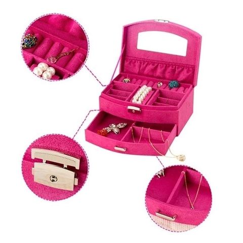 [HOT] Hộp đựng đồ trang sức nhung To (Hồng đậm)TI252