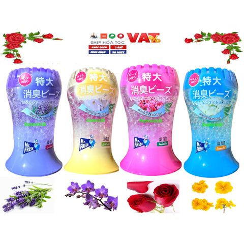 Bộ 4 Sáp Thơm Khử Mùi Mr. Fresh Hương Thiên Nhiên 300g - Hương Rose, Jean, Lacoste, Charming Brut - Dùng Cho Phòng Ngủ, Xe Hơi, Văn Phòng