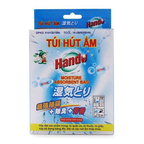 Hộp 5 Túi Hút Ẩm Hando 50g - Giữ Khô, Chống Mốc và Khử Mùi, Hương Thơm Dễ Chịu Cho Tủ Quần Áo và Không Gian Sống