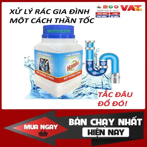 Bột Thông Cống Hando Xuất Khẩu 100g - Bộ 20 Gói Đậm Đặc, Giải Quyết Tắc Nghẽn Ống Cống, Bồn Cầu Hiệu Quả
