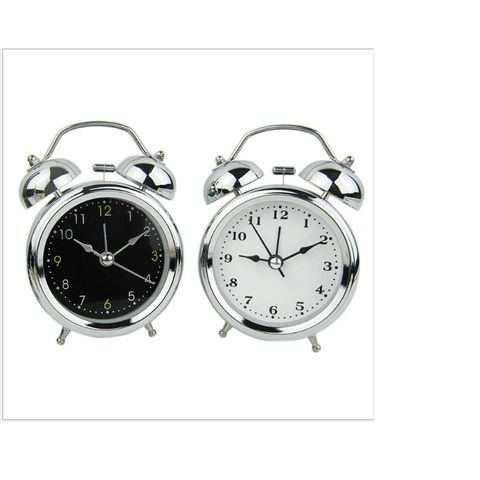 Đồng Hồ Báo Thức Inox Cổ Điển 2 Chuông - Màu Ngẫu Nhiên, Kiểu Dáng Nhỏ Gọn, Chạy Êm, Có Đèn LED Xem Giờ Tối