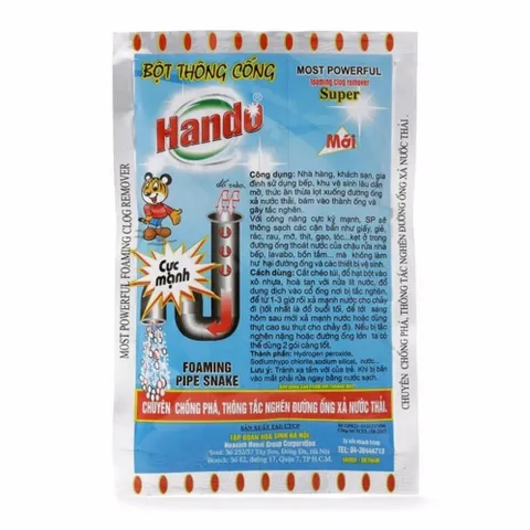 Bột Thông Cống Hando 100g - Bộ 20 Gói Tẩy Rửa Đường Ống Hiệu Quả, Chống Tắc Nghẽn Đảm Bảo An Toàn cho Gia Đình