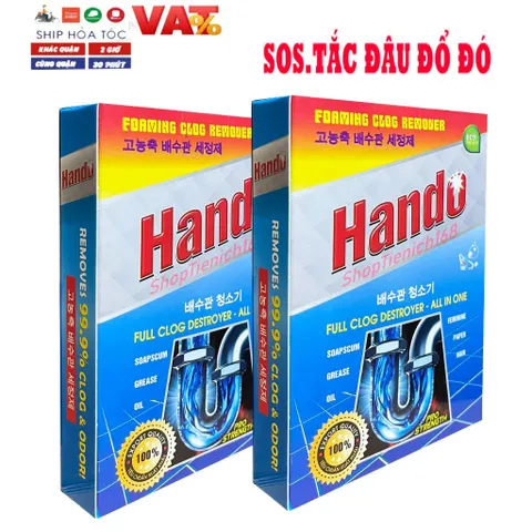 Bột Thông Cống Hando 100g - Bộ 10 Gói Giải Quyết Tắc Nghẽn Hiệu Quả Cho Bồn Cầu, Ống Thoát Nước, Dễ Dàng Sử Dụng