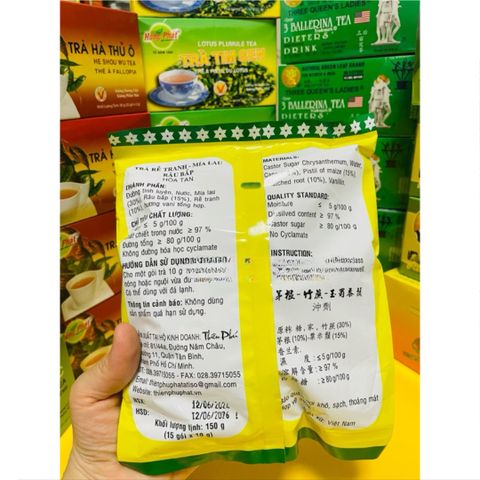 Trà thảo mộc Thiên Phú Phát - Trà rễ tranh, mía lau, râu bắp tự nhiên thanh nhiệt, giải khát cho cơ thể 24 tháng
