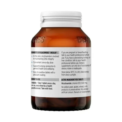 Viên Uống Đẹp Da Blackmores Insolar 120 Viên - Cải Thiện Da Khỏe Mạnh, Sáng Mịn Với Vitamin B3 Cao Hấp Dẫn