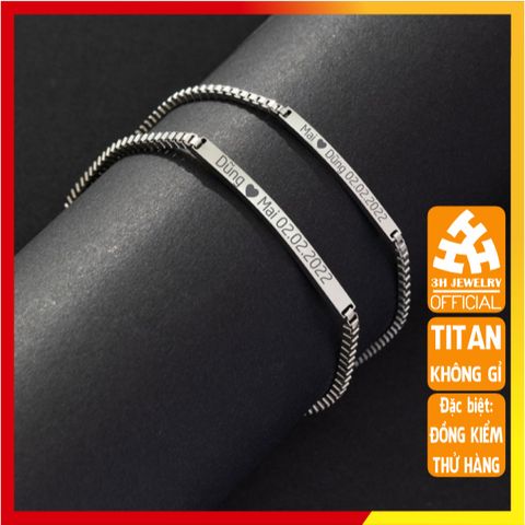 Vòng Tay Đôi Titan Khắc Tên Miễn Phí - Lắc Tay Nam Nữ Tình Yêu MINCO, Quà Tặng Ý Nghĩa Cho Bạn Thân